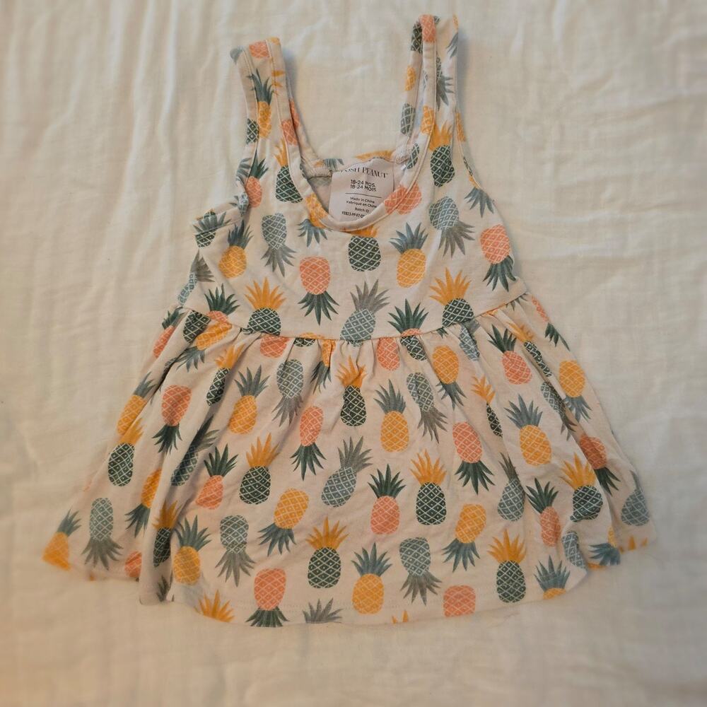 Posh Peanut Peplum V-neck Tank Top 18-24 Months Pineapple Bamboo Stretch